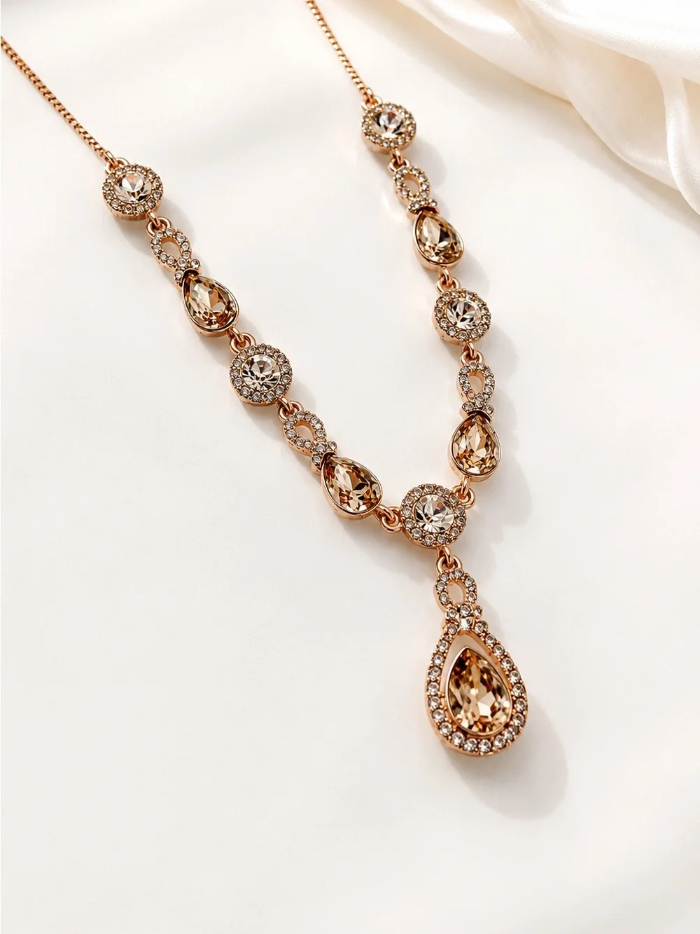 Givenchy Rose Gold-Tone Crystal Teardrop Statement Necklace_3